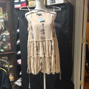 30c# POL NWT Boho Cream and Black Embroidered Dress FIRM$39 PRICE